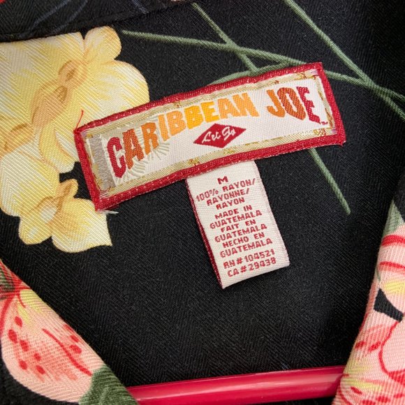 Caribbean Joe Women's Button Down Shirt Black Floral Pattern Medium (M) Vintage - Picture 4 of 8